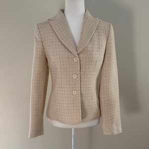 Apostrophe Wkmens 6 White & Cream Tweed Blazer Jacket